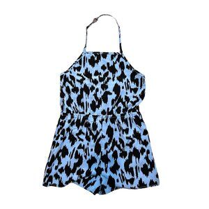 SHEIN‎ Shorts Romper Size 11/12 NWOT Black Blue Girls Animal Print Halter Strap